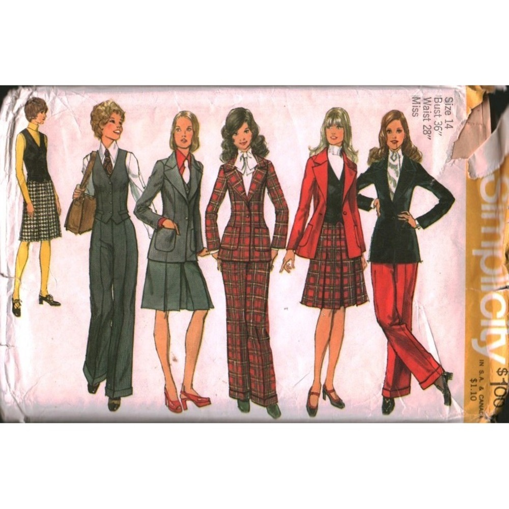 Vintage Simplicity 5140 Sewing Pattern Blazer Skirt Vest Pants Size 14 Bust 36